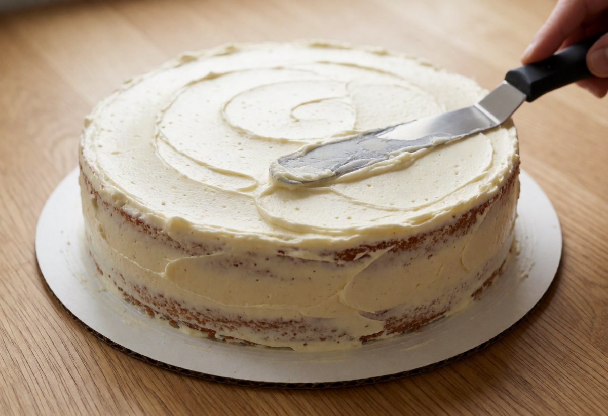 Coat the sides and top with cream.