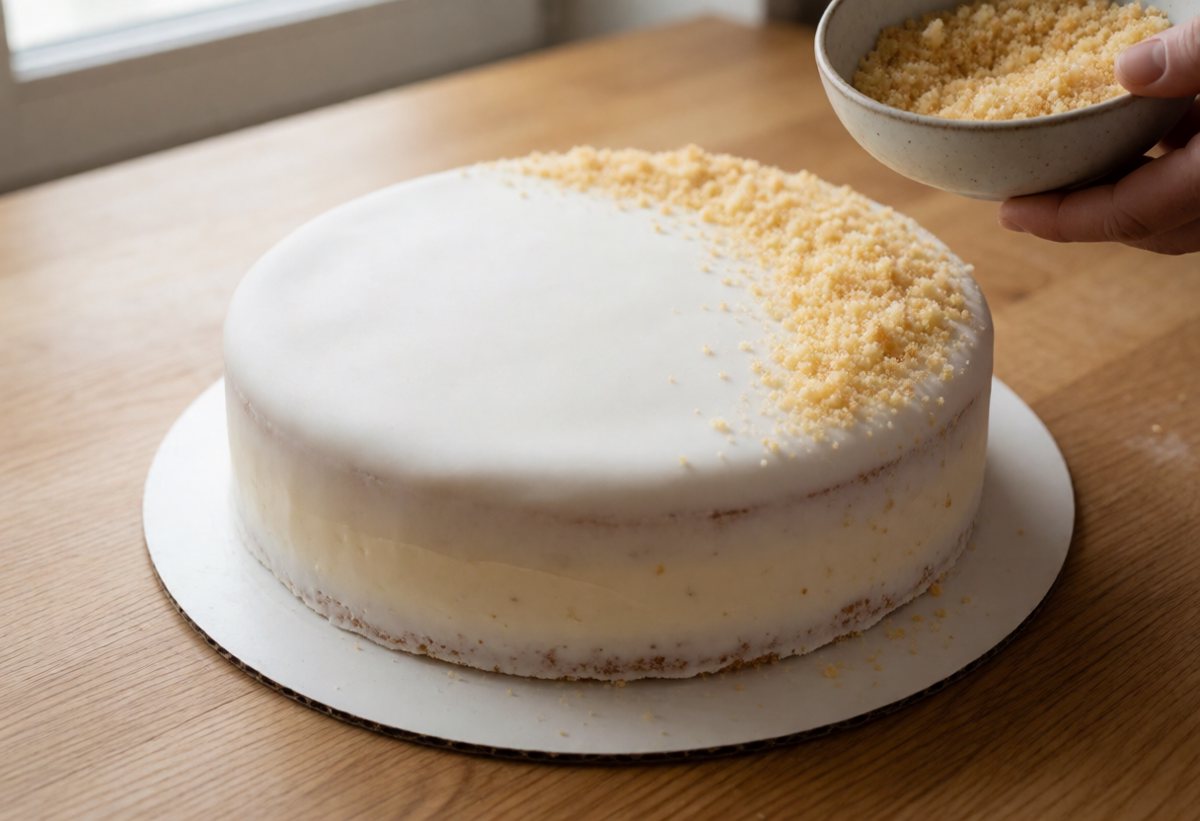 If you like, sprinkle with crumbs from the trimmings.