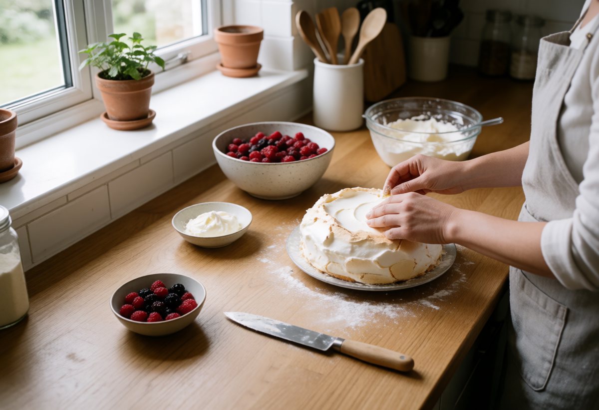 Trimmings, more cream, berries.