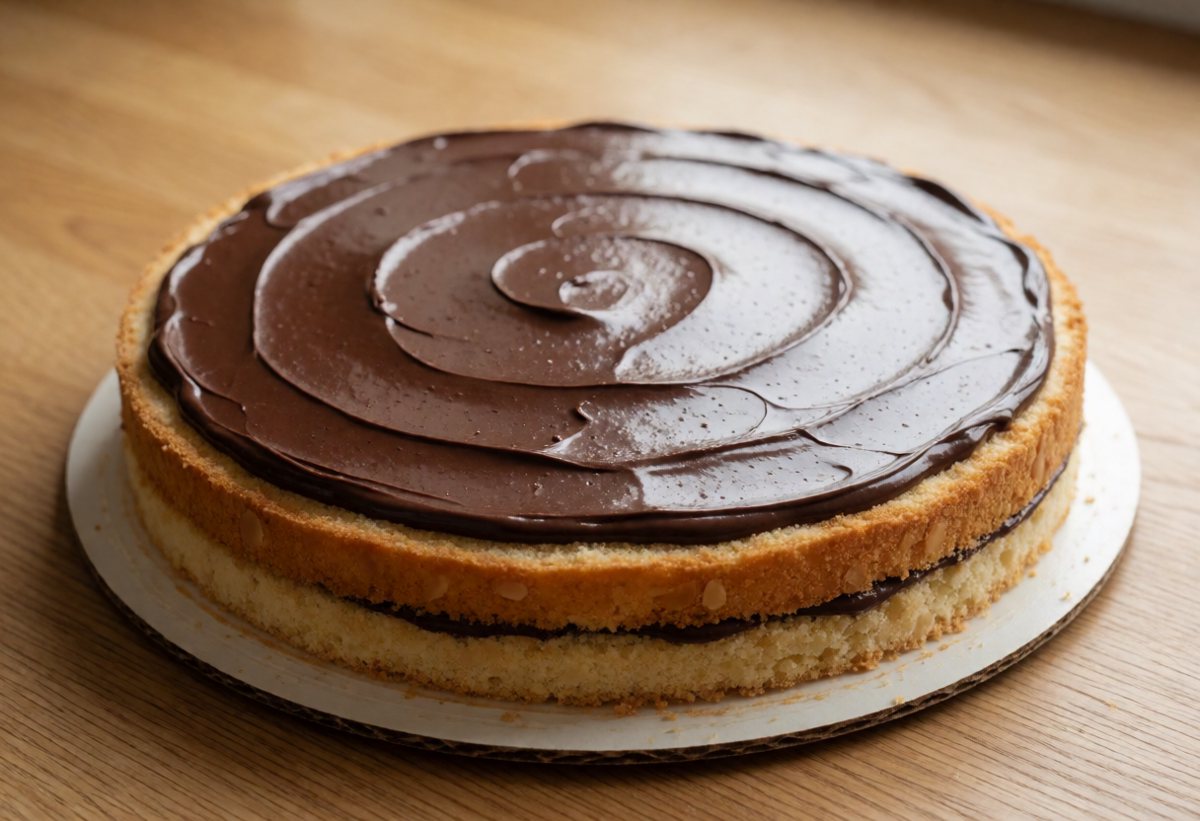 Dacquoise, uno strato sottile di ganache.