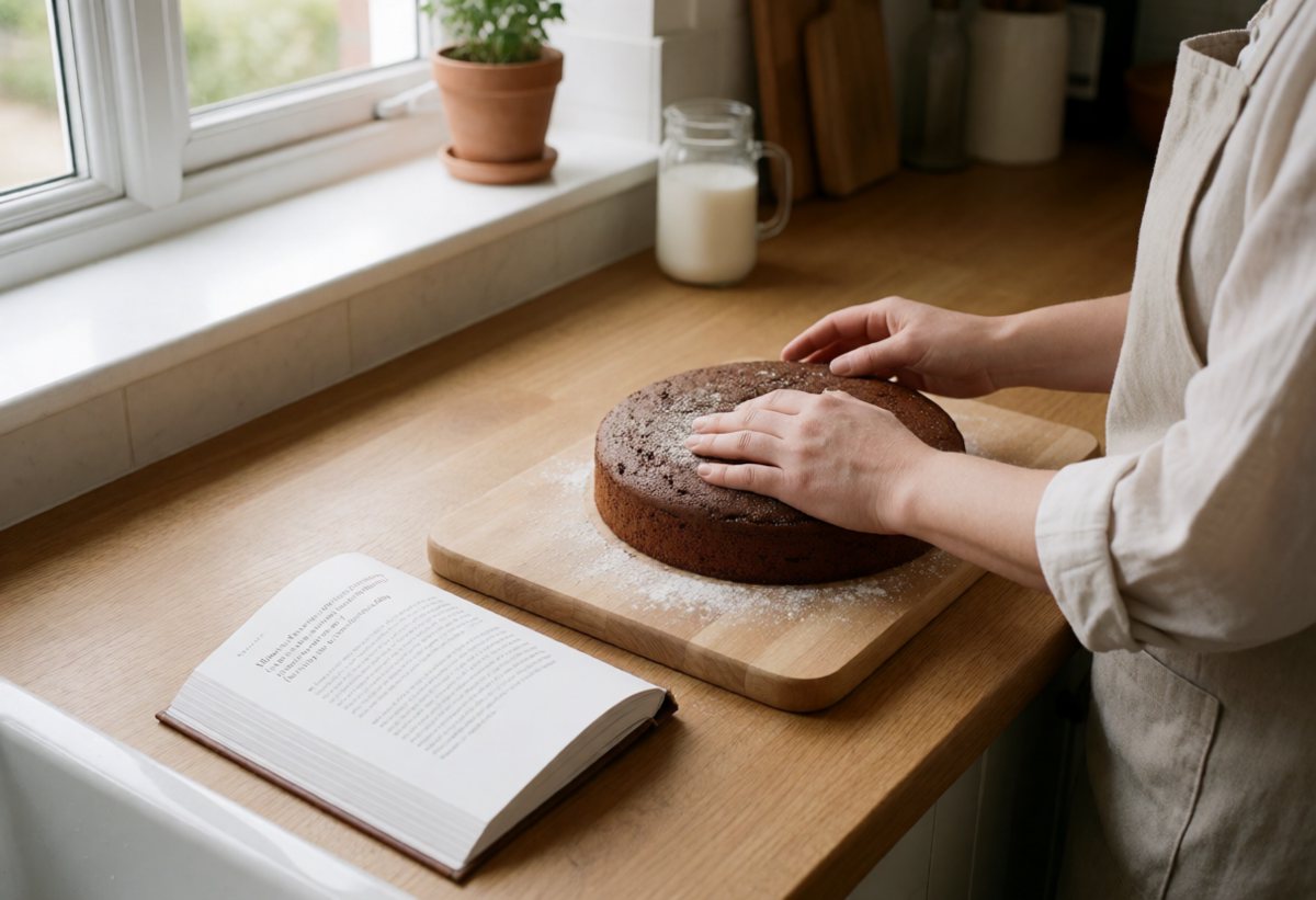 Humedece el bizcocho según haga falta (almíbar o leche); en esta versión un bizcocho de chocolate sin empapar puede qued…