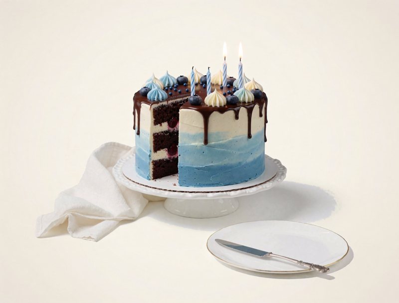 Blaues Ombré mit Schokoladentropfen